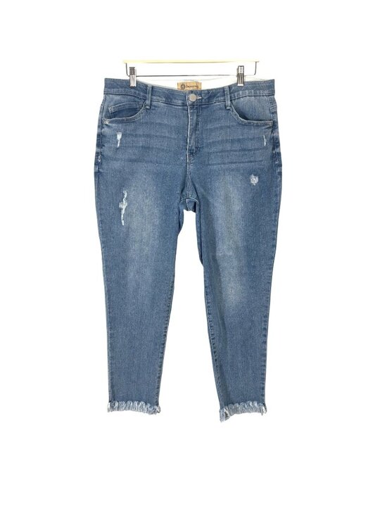 Democracy Denim - Democracy Ab Solution Distressed Crop Frayed Hem Jeans Size 14